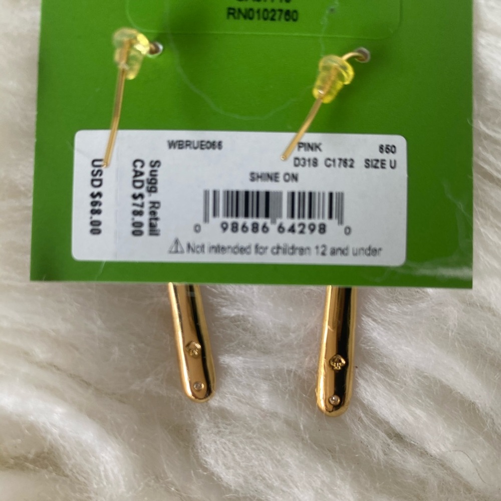 ♠️ NWT Kate Spade Pink And Gold Earrings - Picture 6 of 8